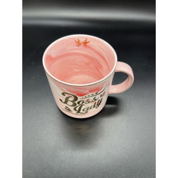 Boss Lady Pink Marble Swirl Design Coffee Mug Cup - Picture 3 of 7
